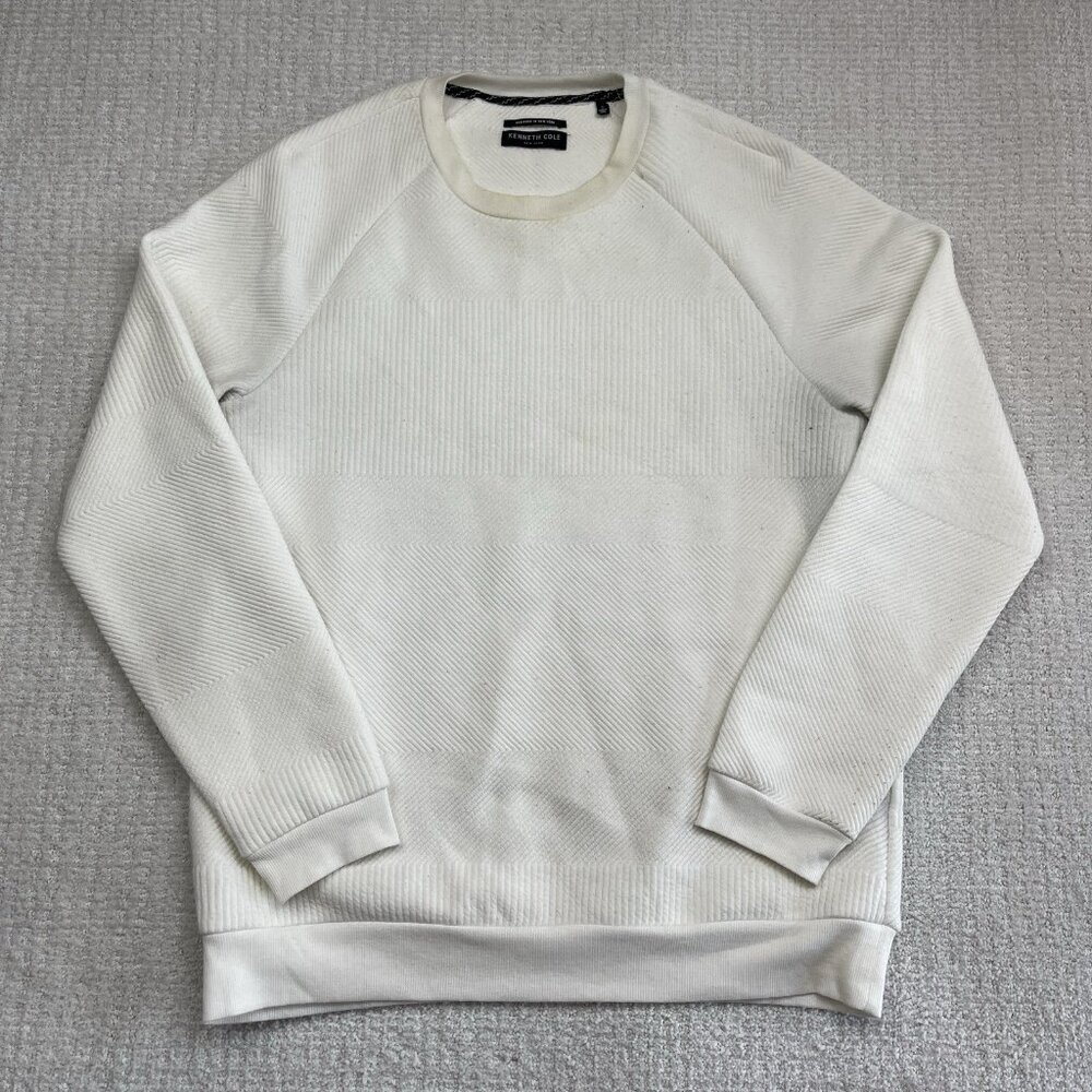 Kenneth Cole White Thermal Crewneck Sweater Men's Size Large Read*